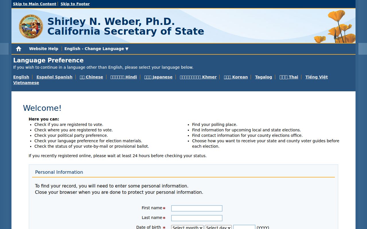 Oxnard residents directory California My Voter Status lookup