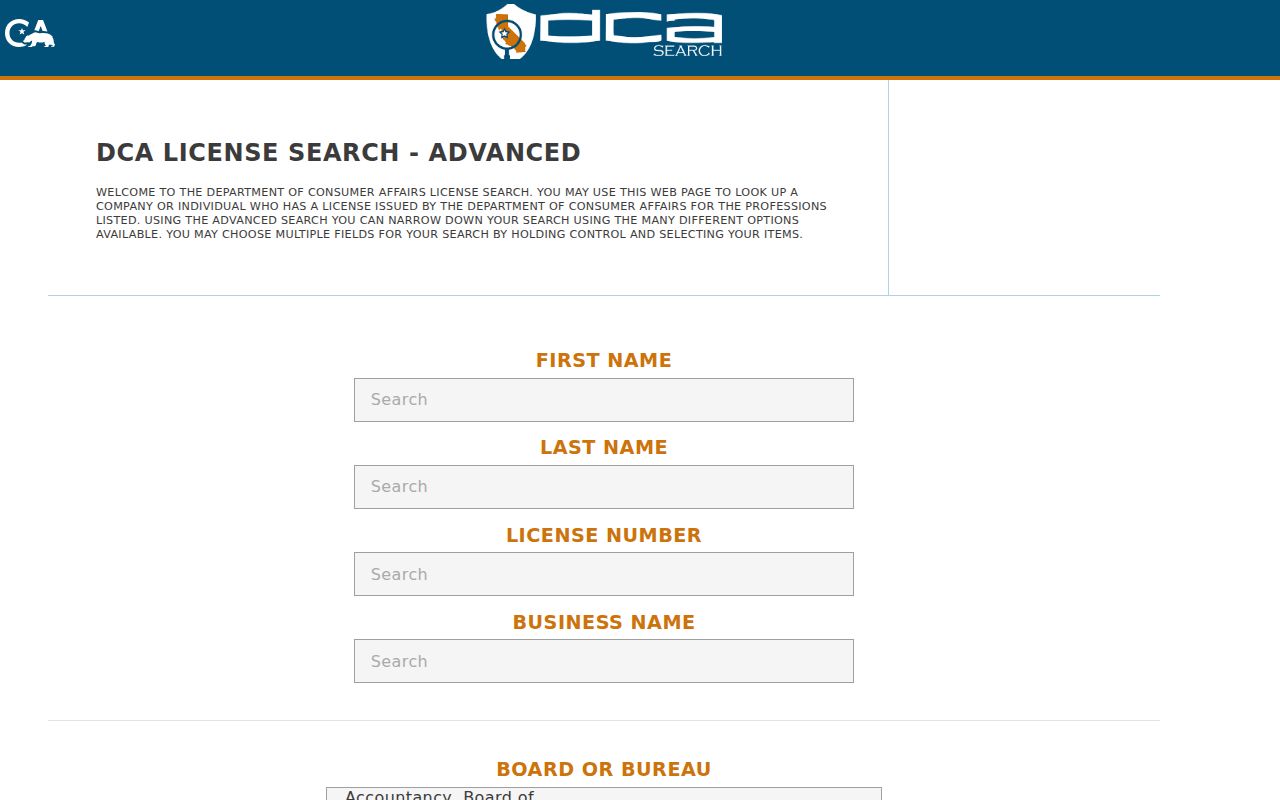 Oxnard residents directory California professional license search
